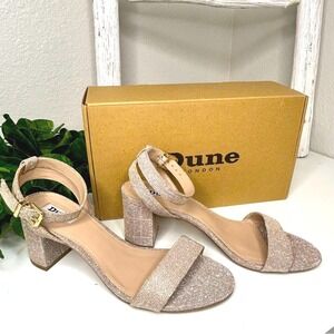 Dune London Glitter Sparkle Ankle‎ Strap Block Heel Sandals Party Shoes